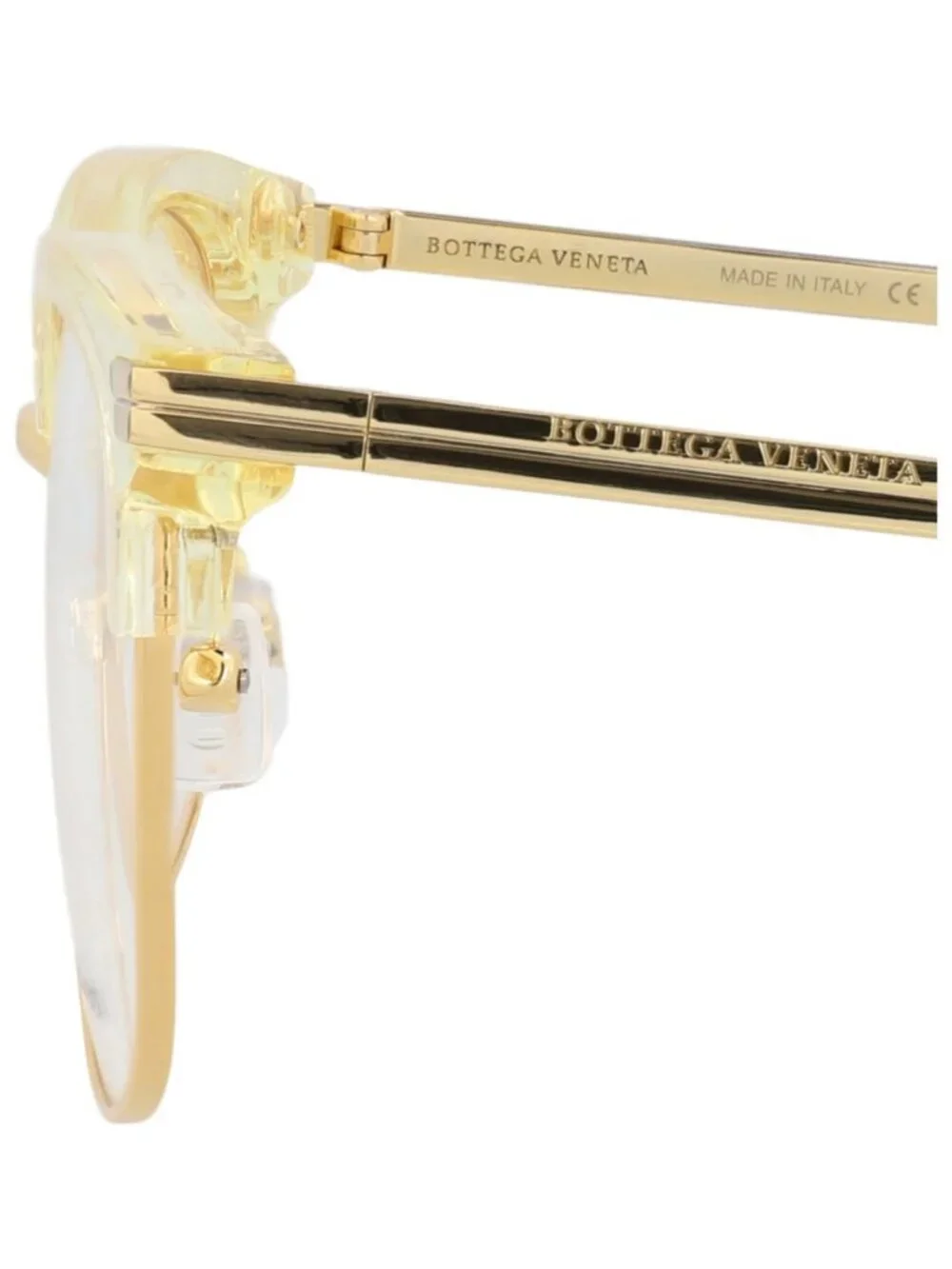 New Bottega Veneta Women's Eyeglasses Round Oval Acetate Frame Mens Beige Gold